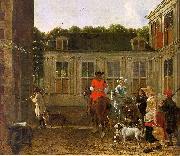 Ludolf de Jongh Hunting Party in the Courtyard of a Country House Sweden oil painting reproduction